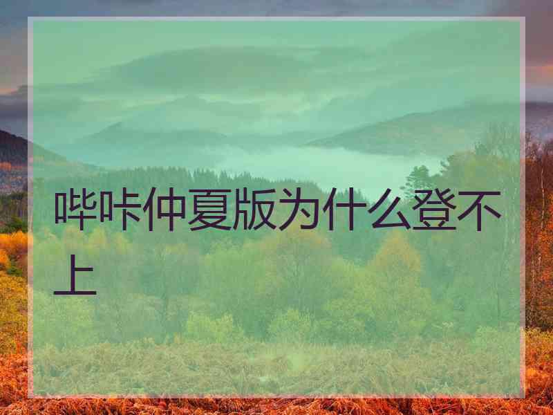 哔咔仲夏版为什么登不上