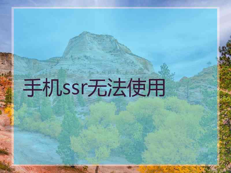 手机ssr无法使用