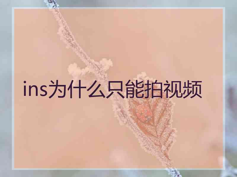 ins为什么只能拍视频